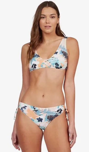Roxy Floral Bikini Bottoms in Peach, Mint & Navy thumbnail 1