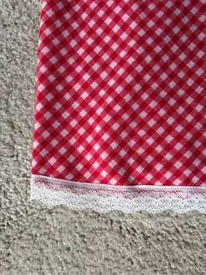 Princess Polly red and white red check gingham boho lace midi skirt size US 10 thumbnail 4