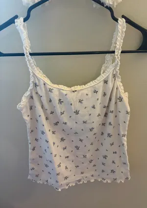 H&M Tank Top White Ruffle thumbnail 1
