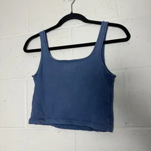 Aerie Womens Small Blue Cropped Tank Top Square Neck Seam Detail Camisole S thumbnail 3
