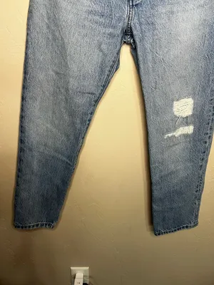 Levis 501’s Premium‎ Cropped High Rise Straight Leg Button Fly Luxor Denim Jeans thumbnail 4