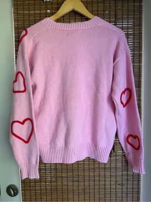 NWT 33 Degrees Pink Heart Graphic Cardigan Size Medium thumbnail 10