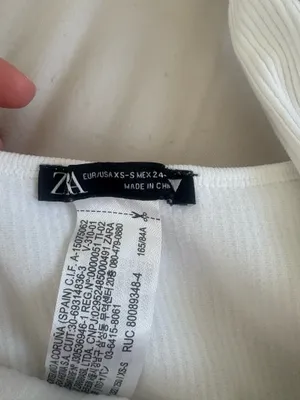 ZARA White Tank Top Cropped Ribbed thumbnail 2