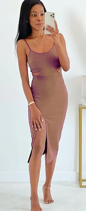 Mocha Cutout Dress Brown Size L thumbnail 1