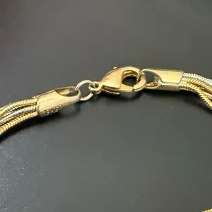 Vintage 18KGP 2-tone Gold & Silver Multi Strand Snake Chain 7.5” Bracelet 9g. thumbnail 12