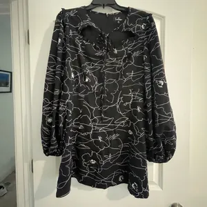 Lulus Chic It Out Black Print Long Sleeve Cutout Mini Dress - Size M thumbnail 2