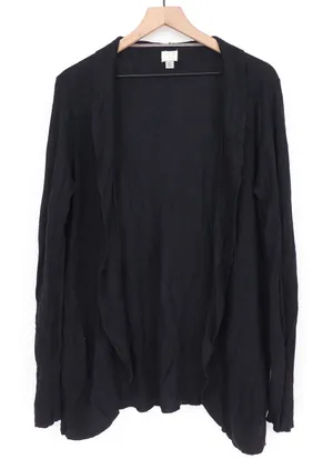 A New Day Cardigan Womens XL Open Front Black Ribbed Knit Excellent thumbnail 1