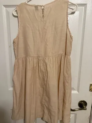 SHEIN Beige Colorful Embroidered Babydoll Dress Size Small thumbnail 3