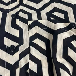 Zara Long Sleeve Button Down Geometric Pattern Pocket Shirt XS Boho Artsy Chic thumbnail 4