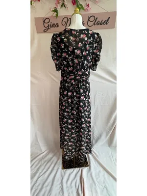 NY Collection Women's Black Floral Maxi Dress Size XL thumbnail 4