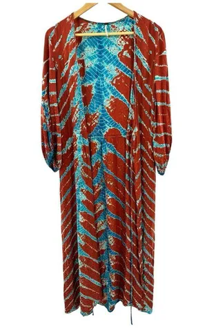 Young Fabulous &‎ Broke Belle Midi Wrap Dress Medium Mud Savannah Rust Blue thumbnail 7