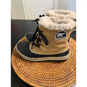 Sorel Winter Carnival Waterproof Tan Black Faux Fur Snow Duck Boots Womens‎ 7 thumbnail 7