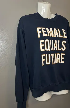 Female Equals Future H&M Divided Sweatshirt Womens Small Navy Graphic Crewneck thumbnail 2