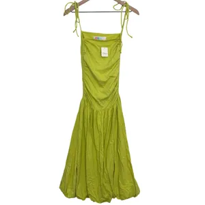 Free People FP Beach Liza Drop-Waist Midi Dress Balloon Apple Green Size XS New thumbnail 2