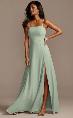 David’s Bridal Dusty Sage Chiffon Dress thumbnail 1