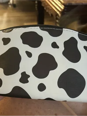 Black and White Cow Print Cosmetic Pouch thumbnail 3