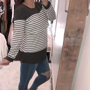 Large black & white striped nursing top thumbnail 3