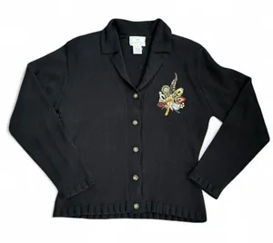 Vintage‎ Wool Blend Susan Bristol Cardigan Embroidered Floral Sweater Small thumbnail 1