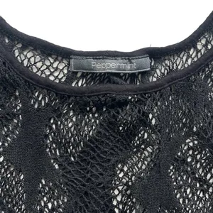 Vintage Peppermint Knit Lace Women’s Crop Top S Cold Shoulder Festival Summer thumbnail 2