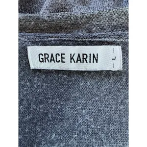 Grace Karin Gray Button Front Cropped Long Sleeve Cardigan Sweater thumbnail 7