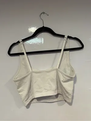 Aerie white ribbed‎ longline bra tank thumbnail 4