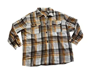 BIBI Plaid Flannel Button Up Yellow Black Size Large Cabin Outdoors Western thumbnail 1