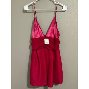 NEW Free People Skylie Saylor Pink Colorblock Going Out Romper Women’s Size 12 thumbnail 3
