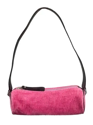 Kate Spade Pink Corduroy Barrel Shoulder Bag w Leather Trim & Contrast Stitching thumbnail 1