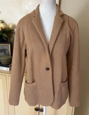 J. CREW Tan Knit Cotton‎ Schoolboy Sweater Blazer Size Small thumbnail 1