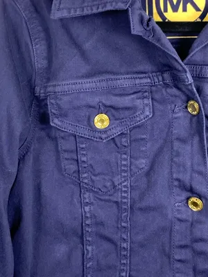 Michael Kors Denim Jacket Womens M Dark Blue Stretch Trucker Button Front thumbnail 8