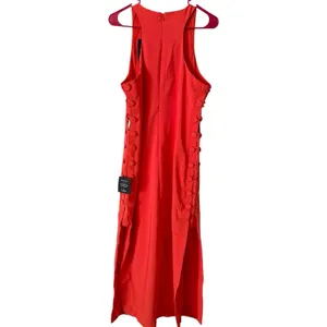 NWT Lulus Masterfully Mod Bright Orange Side Button Midi Dress Size XL Resort thumbnail 5