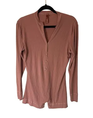 Skims Soft lounge button up henley romper size XL thumbnail 1