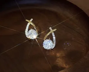 18K Gold Plated CZ Diamond Stud Earrings for Women thumbnail 1