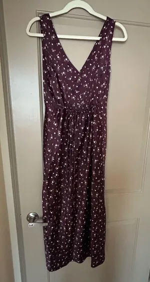 Macys burgundy tie back midi dress thumbnail 5