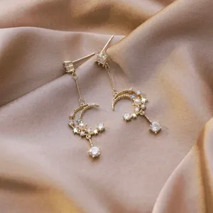 Crystal Moon Star Dangle Drop Tassel Earrings for Women thumbnail 1