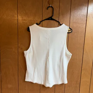Pilcro Womens XL White Ribbed Sleeveless V-neck Button Tank Top New Basic Casual thumbnail 2