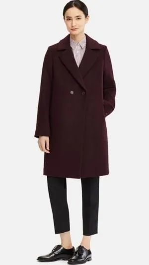 Uniqlo NWT new black wool blend tailored coat medium thumbnail 5
