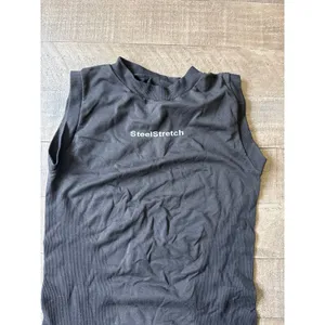 Steel Stretch Women's Black High Neck Ribbed‎ sides Tank Top Size S-M thumbnail 2