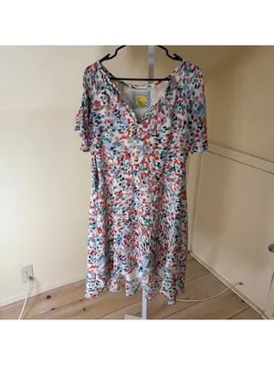 Anthropologie Maeve EUC Women's Watercolor Polka Dot Flutter Sleeve Dress XL thumbnail 2