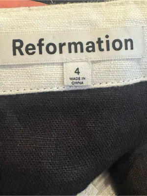 Reformation Robbie Linen Mini Skirt Black White Trim 4 thumbnail 5