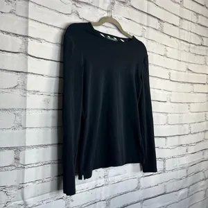 Lauren Ralph Lauren Black Cotton Crew Neck Long Sleeve Top Women’s S Preppy Y2K thumbnail 2