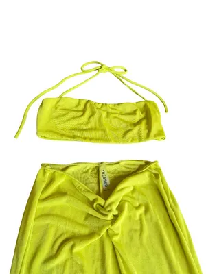 Tresser Chartreuse Twist Front Bandeau Maxi Skirt Set Small Women's thumbnail 12