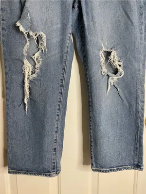 Old Navy Women's Ripped High Rise Curvy OG Straight Jeans Size 16 Petite thumbnail 3