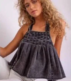 Free People Size Small Marina Denim‎ Babydoll New Condition thumbnail 1