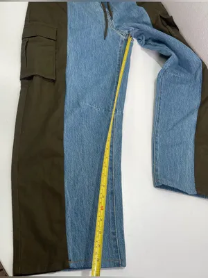 Future Collective Women's 10 Colorblock Denim Olive Cargo Pants Boho preowned go thumbnail 3