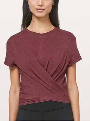 Lululemon Women’s Time to Restore Wrap Top Burgundy Red Size 2 thumbnail 1