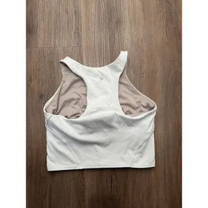Lululemon Energy‎ High Neck Longline Bra White Size 10 Racerback Sports Bra flaw thumbnail 2