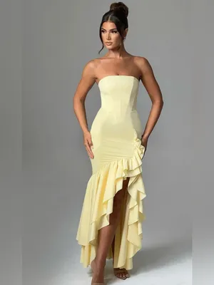 Babyboo NWT Women Small Angelina Maxi Dress in Lemon Princess Coquette Wedding thumbnail 3