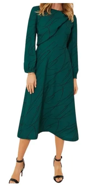 Tuckernuck Pine Twombly Macie Midi Dress S Green Draped NWT thumbnail 1