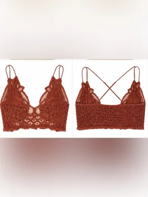 Free People FP One Lace Crochet Bralette Cami Dusty Rose Boho Festival Size M thumbnail 6